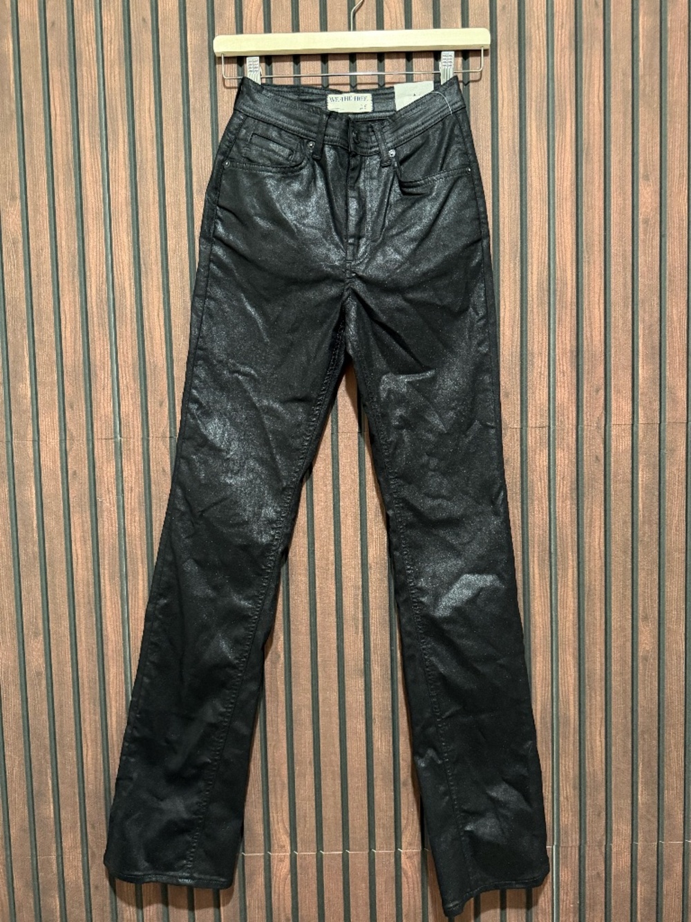 Free People We The Free Xena Coated Slim Straight Jeans Black 25 NWT